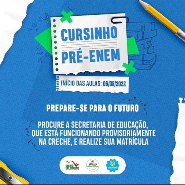 Prefeitura de São José dos Cordeiros abre inscrições para curso preparatório e gratuito para o Enem