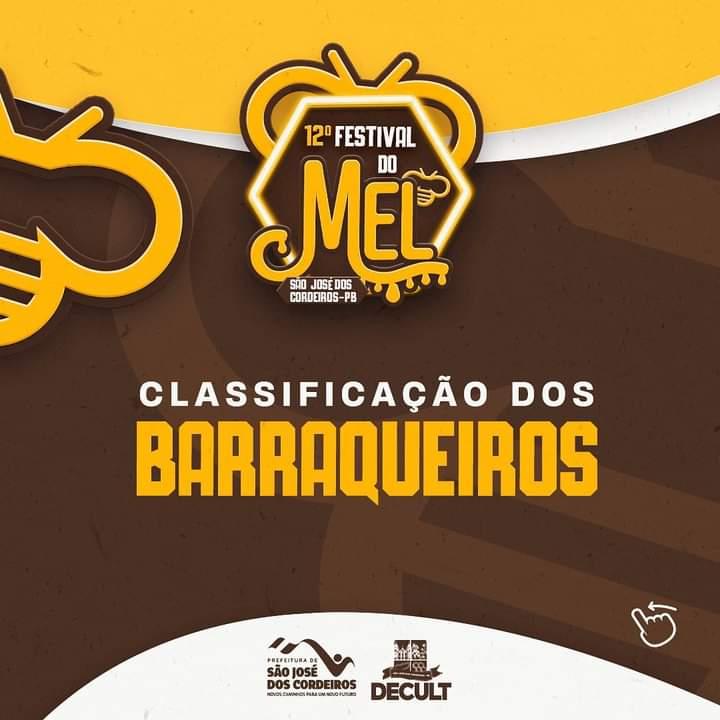 Prefeitura de São José dos Cordeiros divulga lista dos barraqueiros classificados para atuarem no 12º Festival do Mel